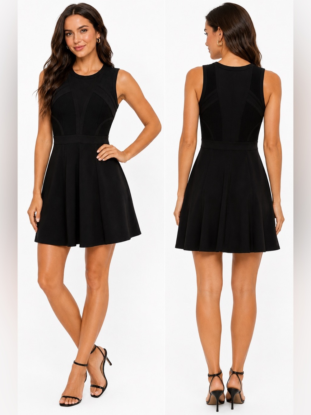 bebe Black Sleeveless Fit & Flare Dress